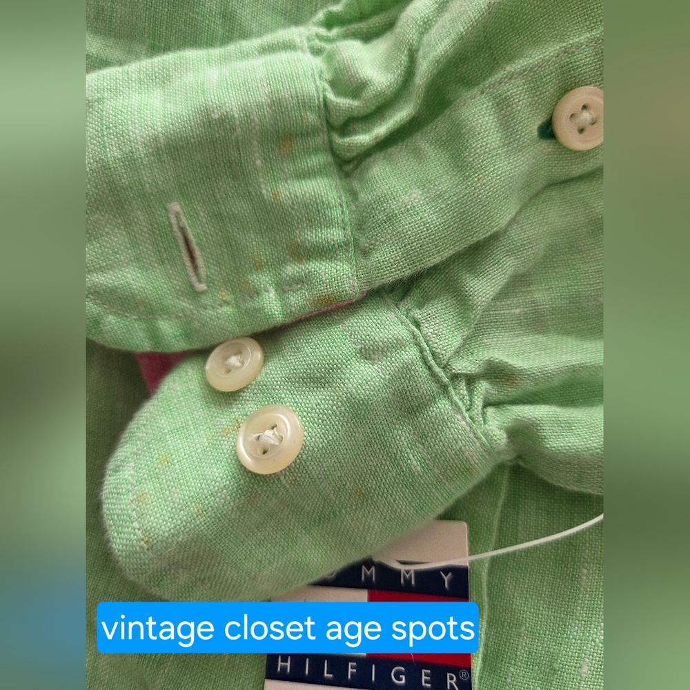 Vtg & NWT Tommy Hilfiger Light Green 100% Linen Top (Cover-up) - Picture 15 of 16